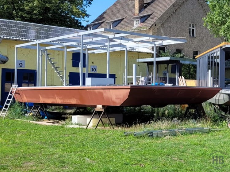 Hausboot bauen Stahl-Grund-Gerüst