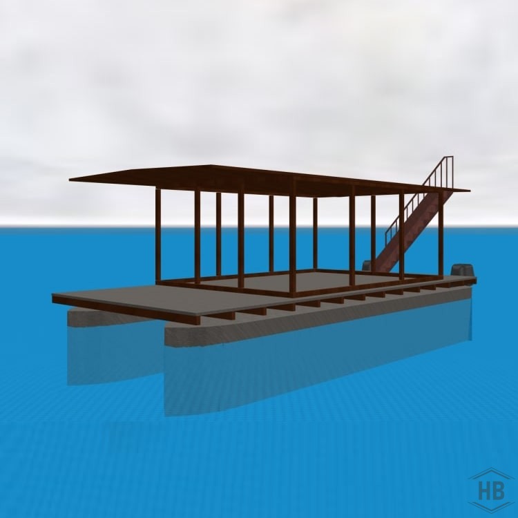 Hausboot bauen Gebäude-Grund-Gerüst